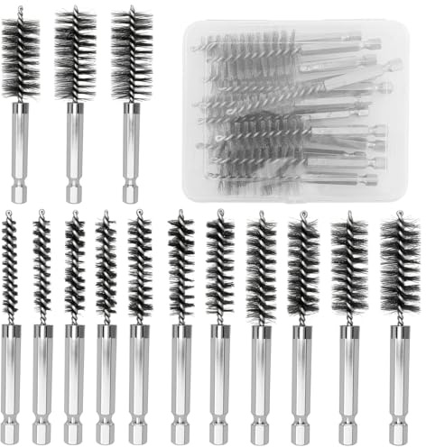 14 spazzole metalliche per trapano, spazzola cilindrica con asta esagonale 1/4, spazzola cilindrica per lucidatura, molatura, trapano a percussione, 8-25 mm