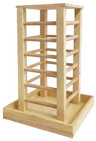 Bunny Hay Feeder, Wooden Food Holder, Small Animal Feeding Rack, Sturdy Natural Material for Rabbits, Ferrets, Chinchillas, Hamsters and Hedgehogs, Compact Cage Hay Dispenser for Indoor Pet Care
