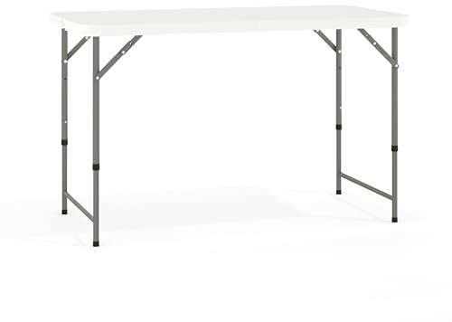 Flash Furniture Tavolo Pieghevole in plastica 24x48, Acciaio, Granito Bianco, 24' W x 48'L