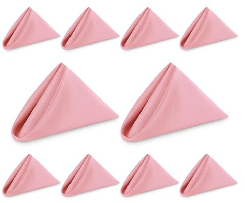 WedDecor Cloth Napkins 20 x 20 Inch 100% Polyester Baby Pink, 10pcs | 180 GSM Dinner Table Napkins With Hemmed Edges, Machine Washable And Reusable For Weddings, Banquets, Events And Home