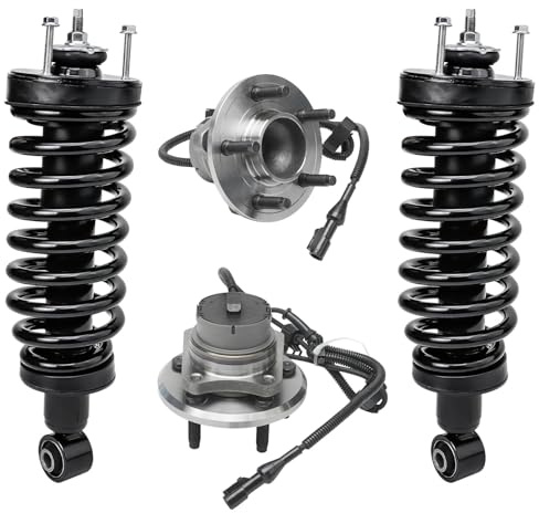 Detroit Axle - 4pc Front Struts Kit for 03-05 Lincoln Town Car Mercury Grand Marquis Ford Crown Victoria, 2 Wheel Bearing and Hubs 2 Struts w/Coil Spring 2003 2004 2005 Replacement Suspension