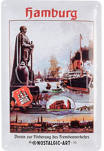 Nostalgic-Art Retro Blechschild, Hamburg – Förderung Fremdenverkehr – Souvenir & Geschenk-Idee, aus Metall, Vintage-Design zur Dekoration, 20 x 30 cm