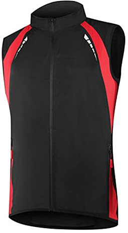 Cykelväst med hög synlighet Mens vattentät, reflekterande cykelväst med fickor, snabbtorkande mountainbike-väst, ärmlös cykeljacka som andas cykelväst som andas(Size:XL,Color:Svart)