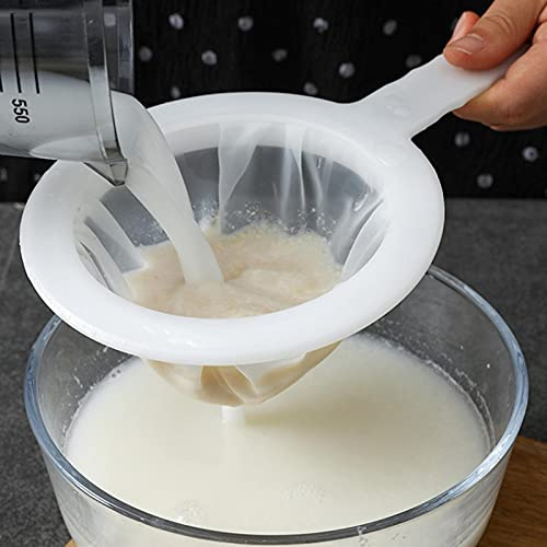 Colador ultrafino, malla de alambre fino, juego de colador de cocina con borde de malla de nailon, cuchara de filtro con mango antideslizante para leche de soja, quinoa, té, sopa, colador, hornear