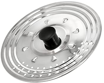 Couvercle multifonction en acier inoxydable Ø 21 cm. Utilisation du couvercle anti-éclaboussures et égouttoir. Couvercle réglable. Différentes dimensions