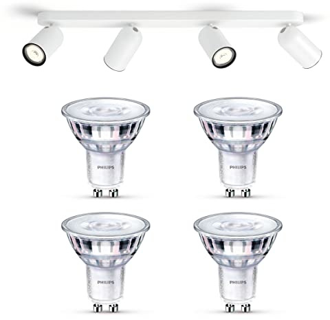 Philips Pongee Aufbaustrahler (Weiß) - Warmweißes Licht - Deckenstrahler 4 Flammig - GU10 - SceneSwitch - Einfach dimmbar mit Ihrem klassischen Schalter