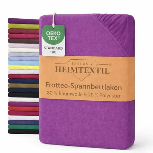 EXKLUSIV HEIMTEXTIL Sábana bajera ajustable de rizo, 120 x 200 cm, color morado