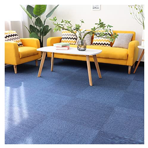 YJEUZCD Läufer Teppiche Flur, PVC-Rückseite Büro Arbeitszimmer Floor Stick Teppichfliesen, Waschbar Lichtbeständig Küche Wohnbereich Gewerblicher Teppichboden, 50x50cm (Farbe : Blau, Größe : 4pcs)