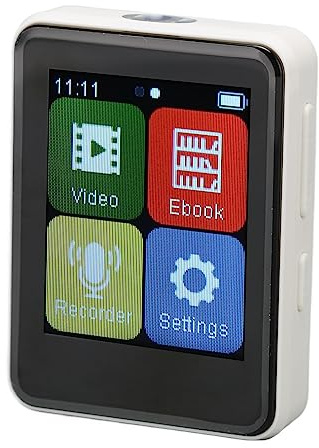 MP3-spelare med Bluetooth, 1,8-tums MP3-spelare med full pekskärm och TF-kort, bärbar digital MP3-musikspelare med förlustfritt ljud, radio, e-bok, för barn (vit)