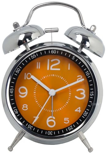 Wecker Analog Ohne Ticken Geräuschlos, Retro Wecker Lautlos Doppelglockenwecker Lauter Wecker Kinderwecker mit Nachtlicht Batteriebetrieben Quarzwecker Metall Wecker für Tiefschläfer, Kinder, Senioren