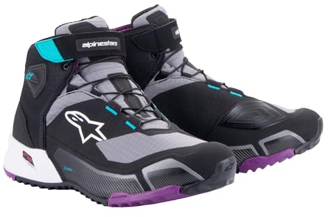 Alpinestars Damen Damenstiefel Cr-x Drystar Riding Black/Grey/Plum Teal 7 Motorradbekleidung, 60 EU