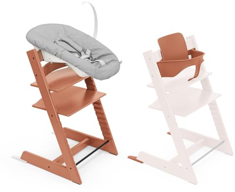 Stokke Tripp Trapp Hochstuhl, Terracotta (inklusive Stuhl & Baby Set2) mit Newborn Set - Sicheres, verstellbares, ergonomisches Design
