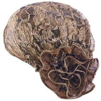 ihreesy Muslimische Turban-Kappe für Damen, Dehnbarer Vintage-Spitzen-Bonnet Chemo-Kappe Muslimischer Dehnbarer Schal Hijab Kopftuch Schal Haarverlust Beanie Baumwolle Mütze,Gold