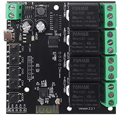 Booso 4CH Tuya Switch WiFi Switch Módulo Inalámbrico Relé Inteligente Vida APP Control remoto Tiempo Inteligente para Interruptor de Casa Inteligente