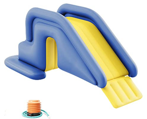 BSTCAR Rasen Wasserrutschen Aufblasbare Wasserrutsche Kletterwand Wasserspielzentrum Schwimmbad Wasserrutsche Kinder Indoor Outdoor (Blau)