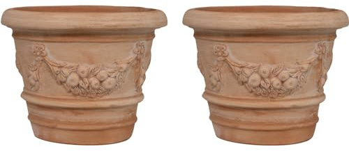 Biscottini Set med 2 planteringskrukor för utomhusbruk L40xPR40xH30 Made in Italy - Stora utomhuskrukor - Krukor för utomhusväxter - stor utomhuskruka