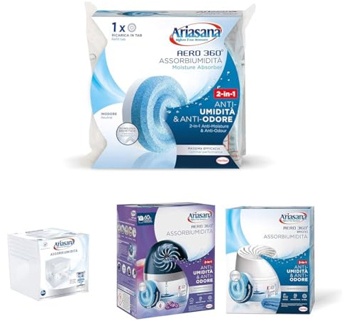 Ariasana Aero 360° Ricarica Tab Inodore Per Dispositivo Aero 360° Kit, Assorbi Umidità In Tab Neutra, Multicolore, ‎‎1 x 1 x 1 cm, 450 grammi