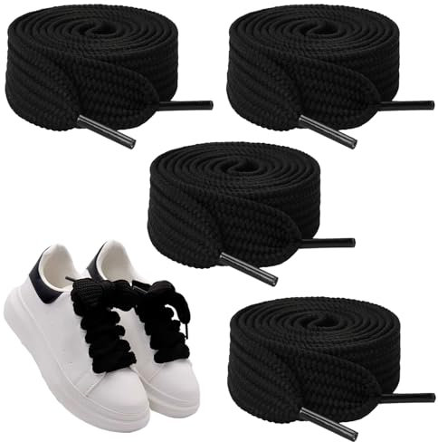 Vidacharmy 2 Paia Di Lacci Piatti, Lacci Scarpe 120 CM, Lacci Piatti Scarpe Larghi 20 mm, Stringhe Economici e Resistenti Larghe, per Scarpe Sportive, Scarponcini, per Adulti e Bambini