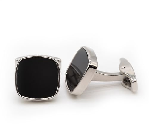 Ruyosn Manschettknappar män klassiska manchettknoppar svart manschett länk för skjorta accessoarer manschettknappar bröllop business party butik gåva, M, Metall, Utan sten