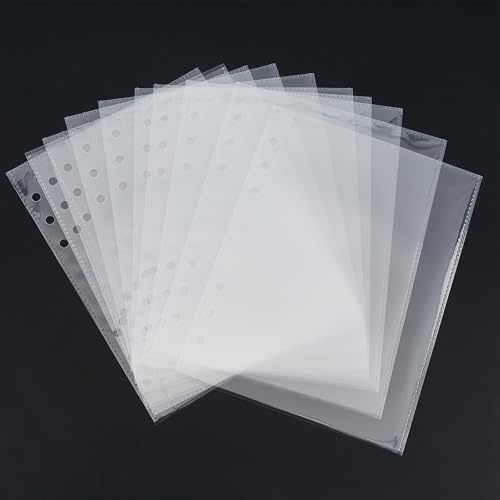 SUPERDANT 20 Stück Ordnertaschen Transparente PVC Ordnertaschen 6 Löcher A5 Ordnerschutz Fotos Notizbücher Bilder Dateien Organizer Dokumente Seitlich Offene Ablagetaschen Geeignet Für Ordner