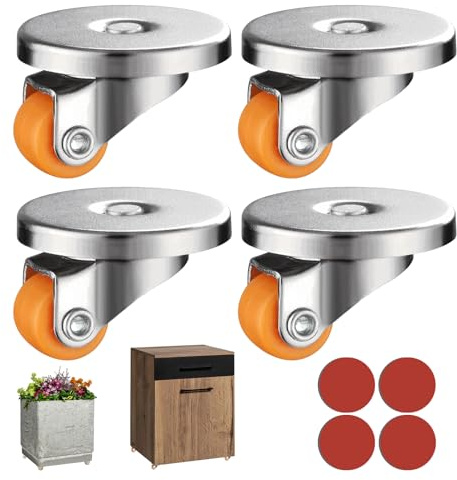 Möbelrollen 360° Drehbar, Selbstklebende Rollen für Möbel, 0.5 Zoll Kleberoller, 4er Set, Geräuscharm und Stoßdämpfend, Belastbar bis 10 kg, Ideal für Kleine Möbel und Blumentöpfe