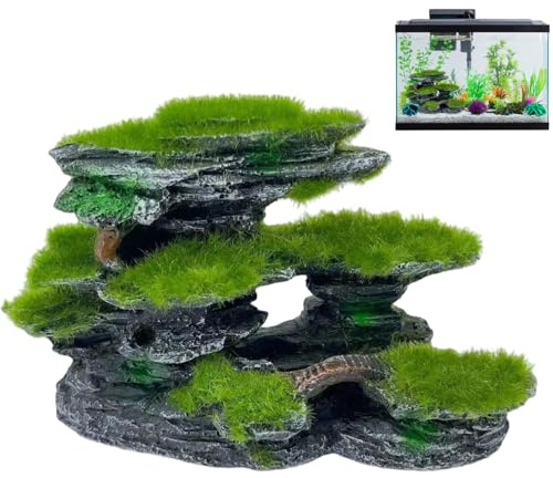 Akvarieutsikt sten 17 x 6 x 11,5 cm Mossed akvarium gömställe nedsänkbar harts akvariedekorationer stor gör-det-själv vänlig akvarium tillbehör akvarium dekorationer akvariedekorationer akvarium