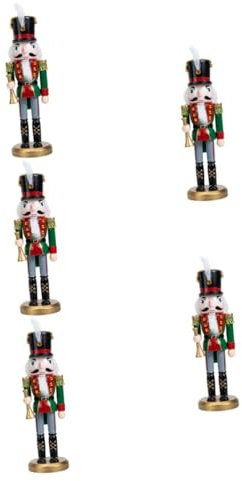 Cabilock 5 Pièces Casse Noisette Porte Soldat Artificiel Casse-Noix Decoration Noel Accessoire Photo Noel Ornement intérieur de Dessin animé décoration de Casse-Noisette Bois Green