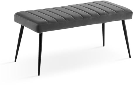 TUKAILAI Sitzbank Esszimmer 101cm mit Samt Dickes Sitz, Polsterbank mit Metallbeinen, Bettbank Garderobenbank Küchenbank, Esszimmerbank Garderobe Schlafzimmer Flur Möbel