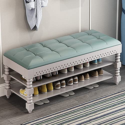 Panca portaoggetti da Ingresso con Seduta in Pelle, Organizer per Scarpe a 2 Livelli e bauli portaoggetti per Ingresso, Camera da Letto, Soggiorno, mobili Decorativi con carico Massimo di 44