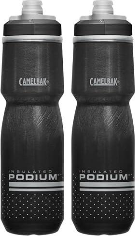 CamelBak Podium Chill 710ml – bouteille d'eau vélo – isolation à double paroi – polypropylène Trutaste – débit élevé – fermeture auto-obturante – ajustement optimisé pour cage – Black, taille: OS