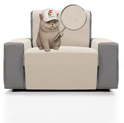 FAVERTI Cubre Sillón 1 Plaza o sillón Relax de 55 cm | Modelo Sax | Protector súper Fresco y Resistente para Mascotas, Hecho en españa con Material Reciclado | Protector sillón Natural