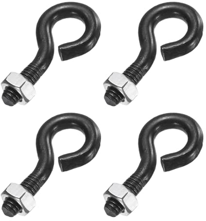 sourcing map 4 Pack Eye Bolts, M6 x 16mm 304 Stainless Steel Threaded EyeBolt Black Eye Hooks with Nut for Hanging or Securing Cables