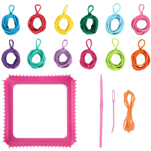 384 Pcs Loops In 12 Vibrant Colors, Complete With Weaving Frame And Crochet Hook, Ideal For, Bracelets, Coasters, Potholders