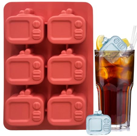 Yaztauho Molde de Hielo de Silicona,Molde De Silicona Congelador Forma TV | Reutilizable con 6 Cavidades y Tapa para Elaboración de Bebidas Cócteles Hogar Restaurante