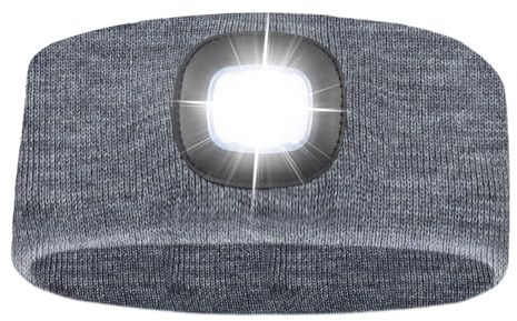 AWSOLAR LED Stirnband mit Licht, Wärmendes Weiches LED Stirnband mit USB Ladefunktion Lustige Geschenke für Papa Mama Freundin Großvater Oma