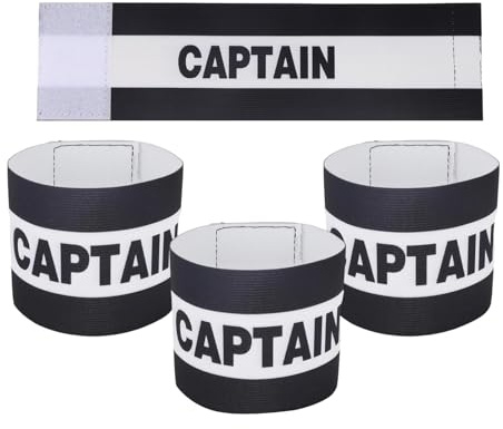 SiumPklay 3 Pack Black Captains Armbands, Adjustable Leader Football Arm Bands, Elastic Soccer Captain Armband Sport Accessory for Adult Youth Kids Team Sports