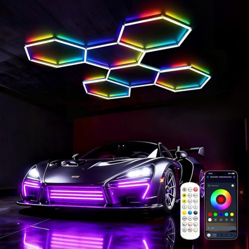 Hexagonal LED Luces RGB para Garaje 261W Sincronización de Música Hexagonales Gamer Habitacion Iluminación LED RGB Hexagonal Decoracion Lampara Smart App