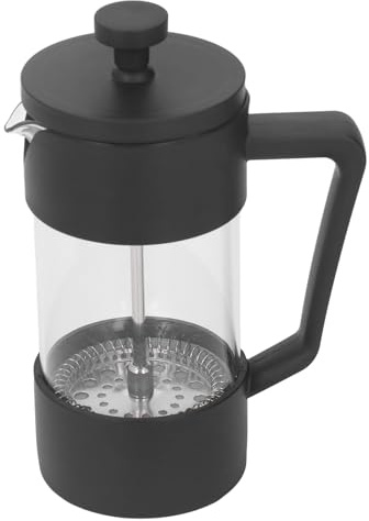 Baxnore de prensa francesa de vidrio de 1 litro con filtro de acero inoxidable de malla 120 Multifunción para preparar café Té Leche hirviendo Negro Plástico ABS duradero (350ml)