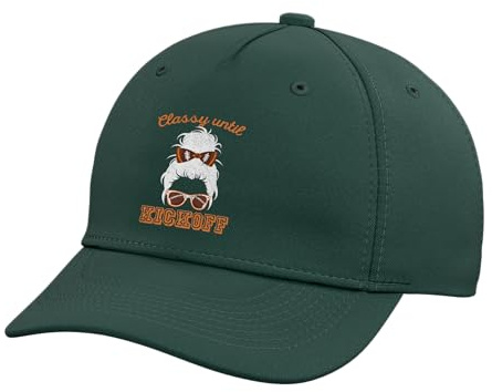Football Watching Women Girls, Classy Until Kickoff Game Day Adjustable Printed Baseball Hat, Dark Green