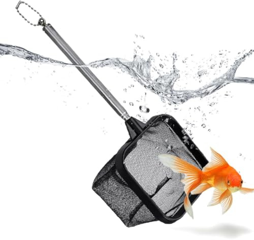 Generisk finmaskigt akvarienät utdragbar finmaskig skimmer | Litet fisknät för sjöar, floder, bäckar, hav, trädgårdar, bakgårdar, camping, semester, resor, strand och sommar