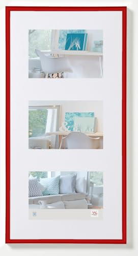 walther design Walther Cadre Photo Design Rouge 3X 10x15 cm galerie avec Passe-Partout, Cadre Plastique New Lifestyle KV315R