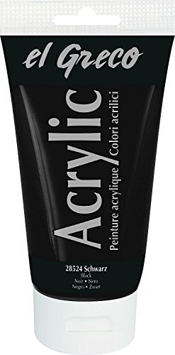 KREUL 28524 - El Greco Acrylic, 150 ml Tube in schwarz, hochpigmentierte, glänzende Acrylfarbe in Studienqualität, buttrig vermalbar, für pastose Malerei