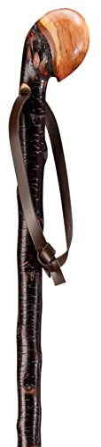 Gehstock Wanderstock Schwarzdorn-Wurzelstock rindenecht mit Lederschlaufe 105 cm
