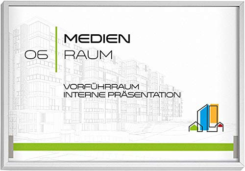 Türschild Madrid Silver Line silber | 150x212mm | Querformat | Aluminium | zur Schraub- und Klebemontage | 1 Stück | Büroschild, Raumkennzeichnung Büro