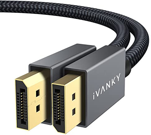 IVANKY Cavo DisplayPort 1M - [2K@165Hz, 2K@144Hz, 4K@60Hz] Cavo DP a DP Nylon Intrecciato, Cavo Display Port Alta velocità per PC, Laptop, TV