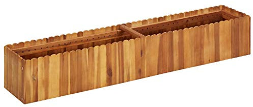 Festnight Macetero de Madera para Jardín Jardinera de Madera Maciza de Acacia Jardinera Madera de Jardín Maceteros Exterior 150x30x25 cm