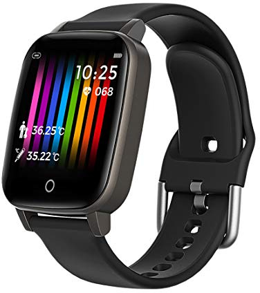 Tontech Smart Temperature Measurement Watch Activty Tracker Monitor Fitness Watch (Black)