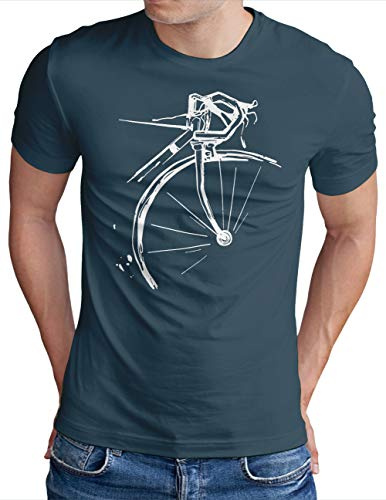OM3® Cykelcykel T-shirt | Män | Vintage Cykel Cyklist | S – 5XL, Denim, L