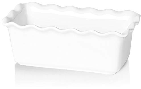 HAOTOP Porcelain Nonstick Baking Bread Loaf Pan, 8.5 x 5 Inch, White