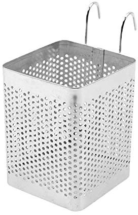 NA Cutlery Draining Basket Stainless Steel Utensil Holder Hooks Square Storage Stand for Spoon Knife Fork Case Organizerzer